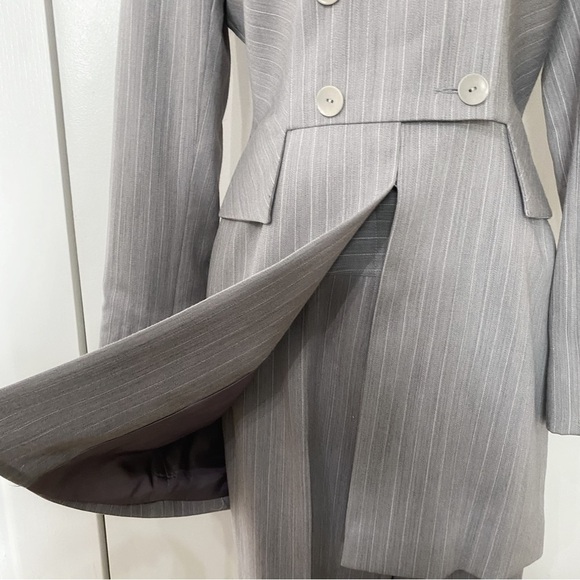 ROSS MAYER COLLECTION 2 PIECES GREY STRIPED BLAZER STRAIGHT LEG TROUSER SUIT SET - Picture 7 of 14